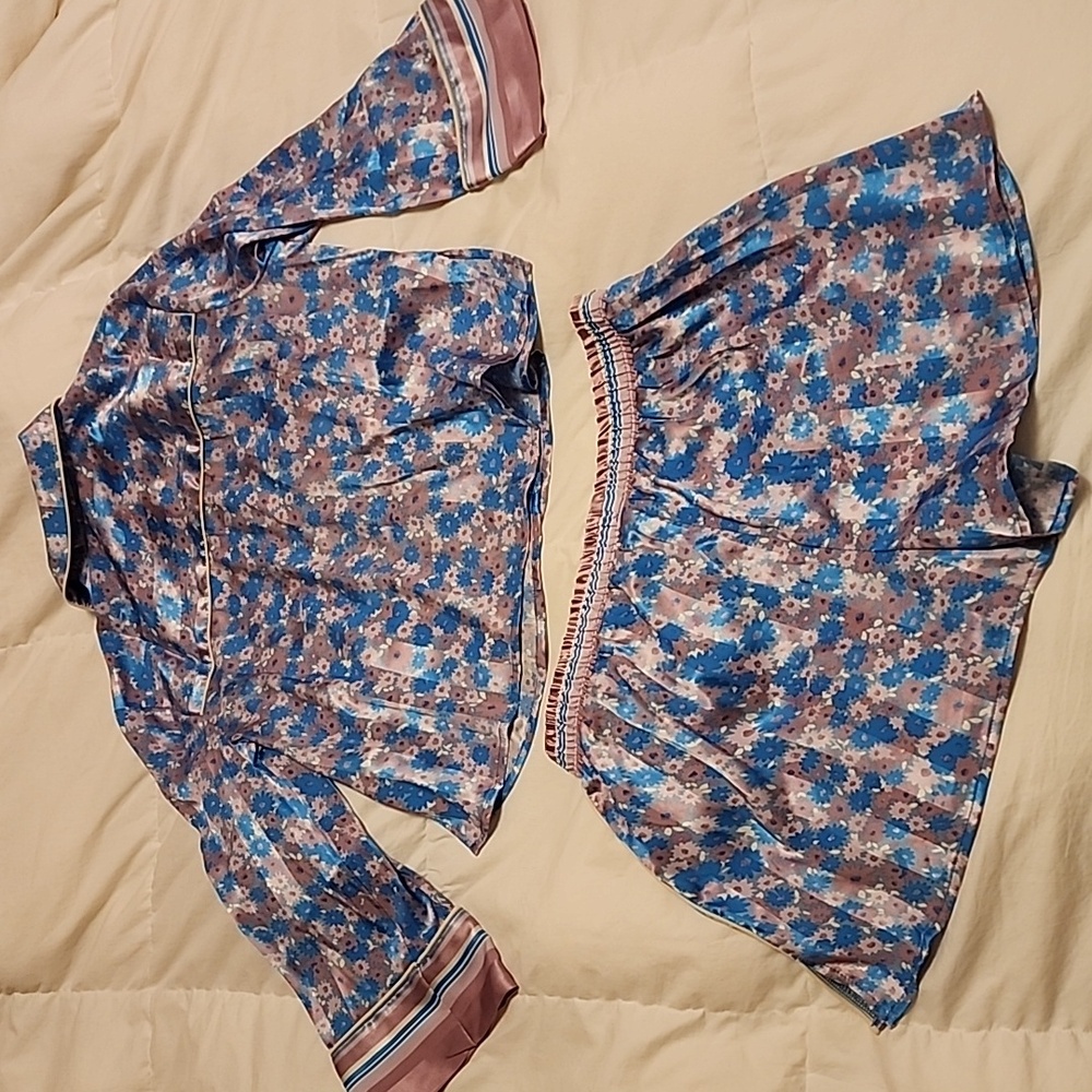 Free People Pillow Talk Satin Short Pajamas Cool Lavendar Combo XS - Picture 9 of 11